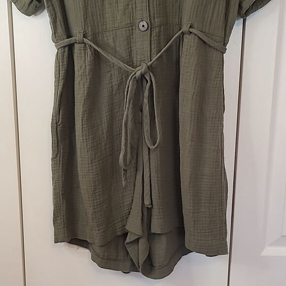Madewell Lightspun Belted Safari Romper Olive Army Green Size M - Picture 5 of 14